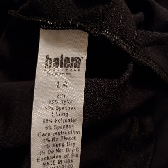 Balera 2 pc dancewear LA (12-14) black shiny set rn#64830 85%nylon 15%spandex - Picture 4 of 13